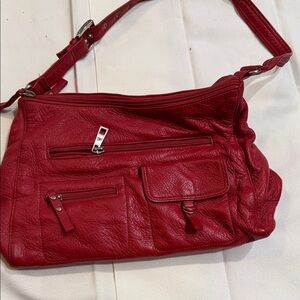 Chic Red Leather Shoulder Bag